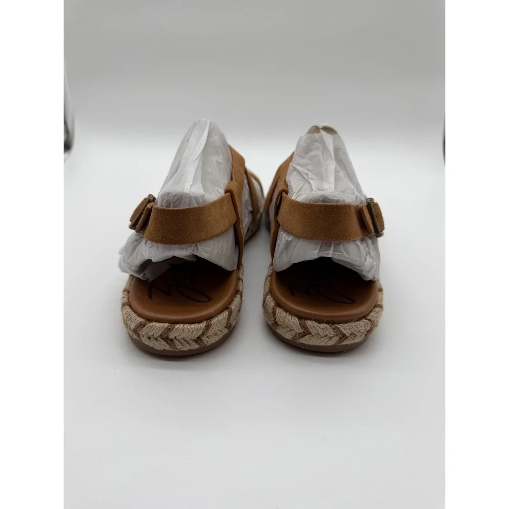 Zodiac Coast Chestnut Suede Espadrille Sandals Strappy Buckle Flat‎ 11M NEW